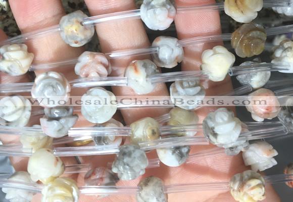 FGBS45 15 inches 10mm carved rose flower crazy lace agate beads wholesale