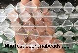 FGBS61 15 inches 16mm - 18mm faceted Four leaf clover white crystal beads