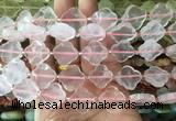 FGBS62 15 inches 16mm - 18mm faceted Four leaf clover rose quartz beads