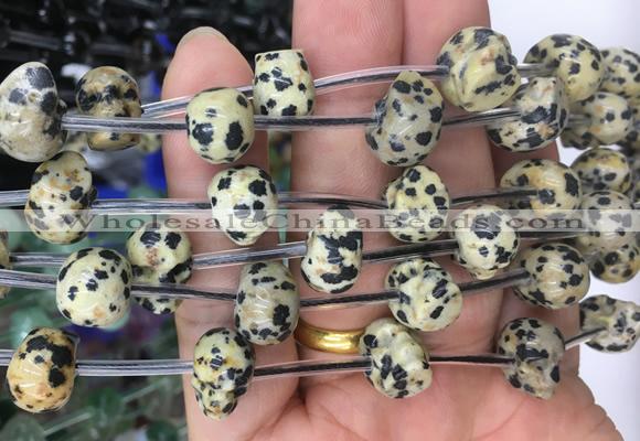 FGBS82 15 inches 10mm carved skull dalmatian jasper beads wholesale