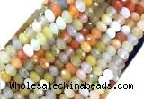 FWBS03 15 inches 5*8mm faceted rondelle golden flower jade beads