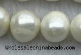 FWP124 15 inches 11mm - 12mm potato white freshwater pearl strands