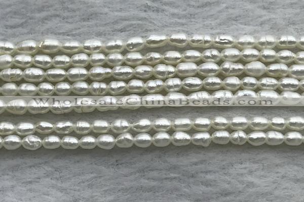 FWP153 14.5 inches 2mm - 3mm rice white freshwater pearl strands