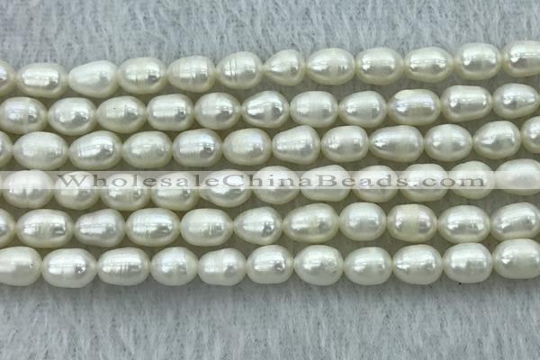 FWP174 14.5 inches 5mm - 6mm rice white freshwater pearl strands