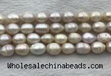 FWP206 15 inches 10mm - 11mm rice white freshwater pearl strands