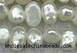 FWP230 14.5 inches 3mm - 4mm baroque white freshwater pearl strands