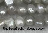 FWP232 14.5 inches 3mm - 4mm baroque grey freshwater pearl strands