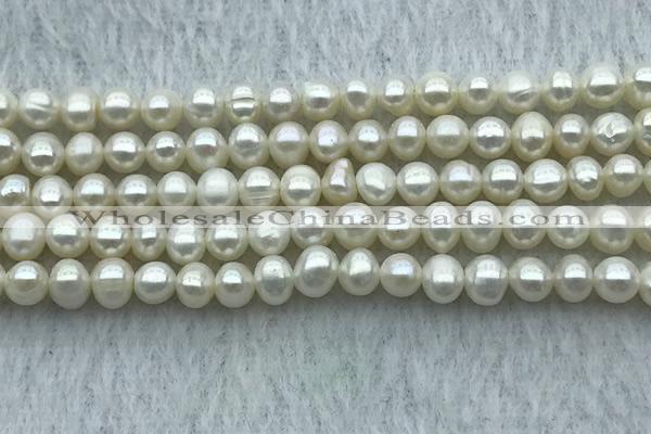 FWP26 14.5 inches 4mm - 4.5mm potato white freshwater pearl strands