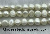 FWP260 15 inches 11mm - 12mm baroque white freshwater pearl strands