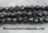 FWP263 15 inches 11mm - 12mm baroque black freshwater pearl strands