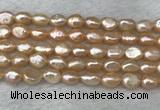 FWP280 15 inches 7mm - 8mm baroque pink freshwater pearl strands