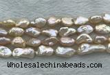 FWP356 9mm - 10mm baroque light purple freshwater pearl strands