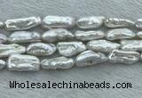 FWP411 15 inches 10*22mm - 11*25mm biwa freshwater pearl beads