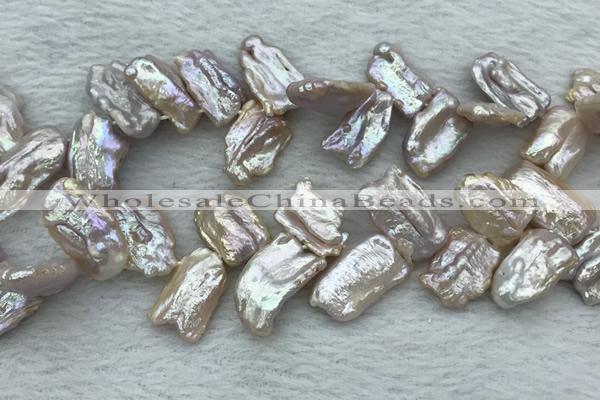 FWP414 Top-drilled 12*16mm - 13*18mm biwa freshwater pearl beads