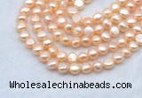 FWP491 14 inches 8mm - 9mm baroque pink freshwater pearl strands