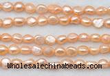 FWP497 14 inches 8mm - 9mm baroque pink freshwater pearl strands