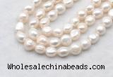 FWP500 14 inches 10mm - 11mm baroque white freshwater pearl strands