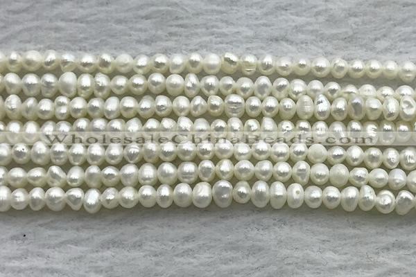 FWP51 14.5 inches 3mm - 4mm potato white freshwater pearl strands