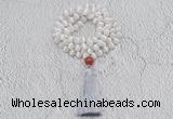 GMN1000 Hand-knotted 8mm, 10mm matte tibetan agate 108 beads mala necklaces with tassel