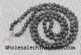 GMN1130 Hand-knotted 8mm, 10mm black labradorite 108 beads mala necklaces with charm