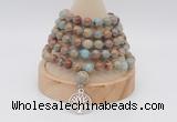 GMN1166 Hand-knotted 8mm, 10mm serpentine jasper 108 beads mala necklaces with charm