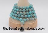 GMN1167 Hand-knotted 8mm, 10mm sea sediment jasper 108 beads mala necklaces with charm