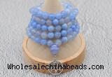 GMN1190 Hand-knotted 8mm, 10mm blue banded agate 108 beads mala necklaces with charm