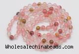 GMN123 Hand-knotted 6mm volcano cherry quartz 108 beads mala necklaces