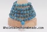 GMN1259 Hand-knotted 8mm, 10mm apatite 108 beads mala necklaces with charm