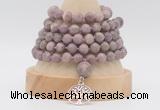 GMN1280 Hand-knotted 8mm, 10mm lepidolite 108 beads mala necklace with charm