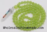 GMN1408 Hand-knotted 8mm candy jade 108 beads mala necklace with pendant