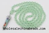 GMN1504 Hand-knotted 8mm candy jade 108 beads mala necklace with pendant