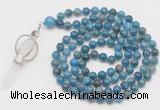 GMN1547 Hand-knotted 8mm, 10mm apatite 108 beads mala necklace with pendant