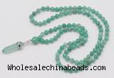 GMN1605 Hand-knotted 6mm peafowl agate 108 beads mala necklace with pendant