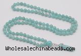 GMN1626 Hand-knotted 6mm amazonite 108 beads mala necklace with pendant