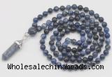 GMN1632 Hand-knotted 6mm sodalite 108 beads mala necklace with pendant