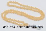 GMN1635 Hand-knotted 6mm honey jade 108 beads mala necklace with pendant