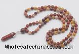 GMN1637 Hand-knotted 6mm mookaite 108 beads mala necklace with pendant