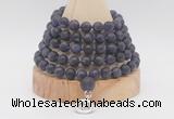 GMN2220 Hand-knotted 8mm, 10mm matte amethyst 108 beads mala necklace with charm