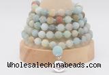 GMN2221 Hand-knotted 8mm, 10mm matte amazonite 108 beads mala necklace with charm