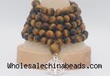 GMN2235 Hand-knotted 8mm, 10mm matte yellow tiger eye 108 beads mala necklaces with charm