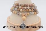 GMN2406 Hand-knotted 6mm yellow crazy agate 108 beads mala necklace with charm