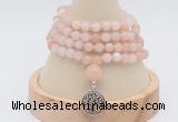 GMN2421 Hand-knotted 6mm pink aventurine 108 beads mala necklace with charm