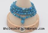 GMN2434 Hand-knotted 6mm apatite 108 beads mala necklace with charm