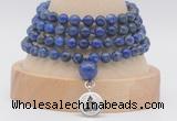 GMN2476 Hand-knotted 6mm lapis lazuli 108 beads mala necklaces with charm