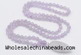 GMN4002 Hand-knotted 8mm, 10mm lavender amethyst 108 beads mala necklace with pendant