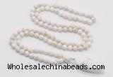 GMN4043 Hand-knotted 8mm, 10mm white howlite 108 beads mala necklace with pendant