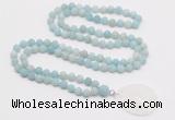 GMN4405 Hand-knotted 8mm, 10mm matte amazonite 108 beads mala necklace with pendant