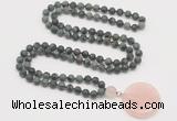 GMN4418 Hand-knotted 8mm, 10mm matte kambaba jasper 108 beads mala necklace with pendant