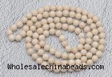 GMN452 Hand-knotted 8mm, 10mm white fossil jasper 108 beads mala necklaces